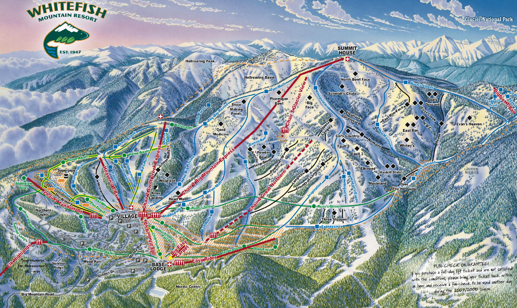 Whitefish Mountain Resort Piste / Trail Map