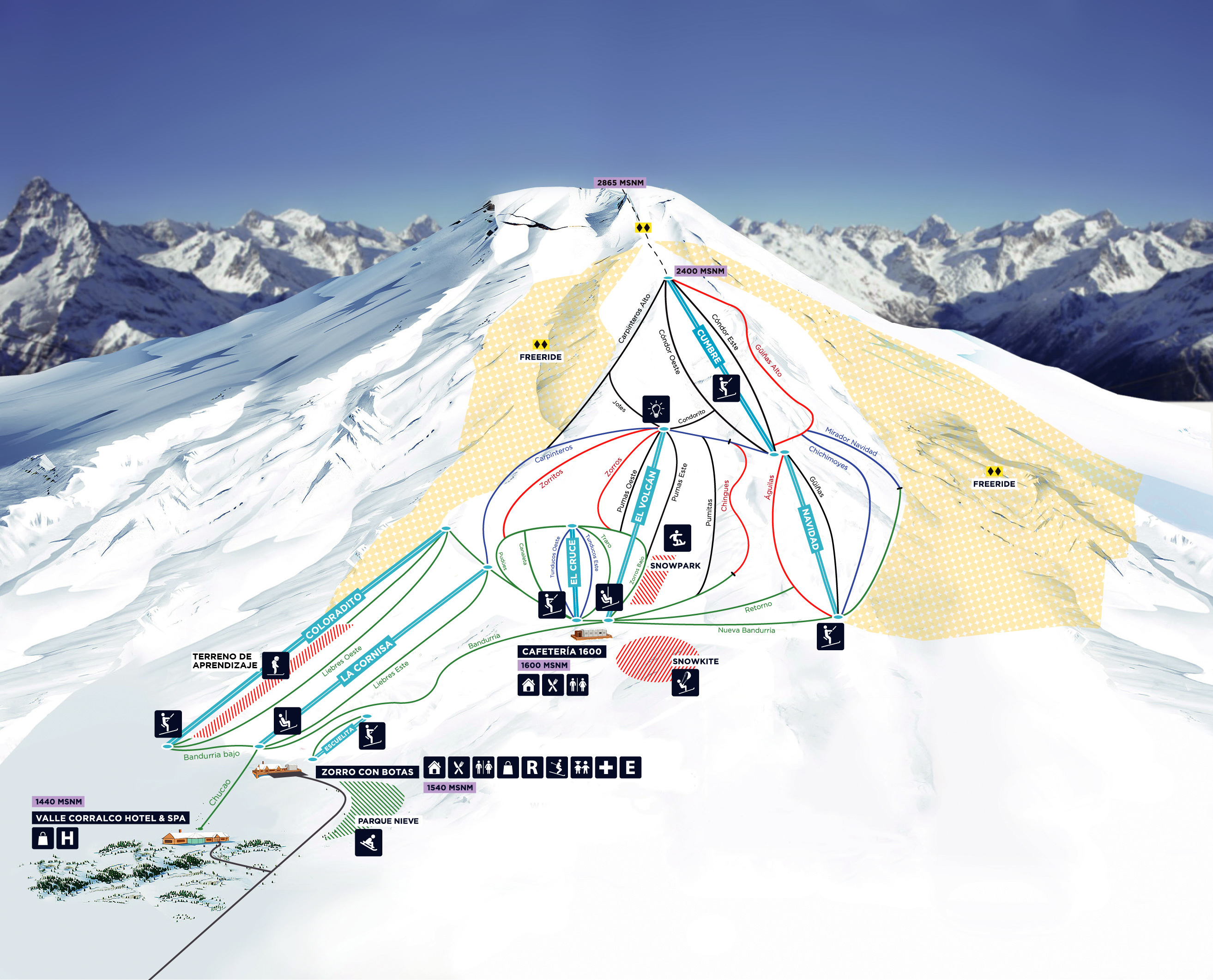 Corralco Mountain & Ski Resort Piste / Trail Map
