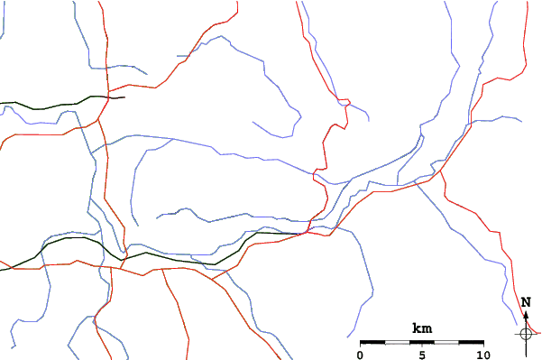 Roads and rivers close to Mt Donna Buang
