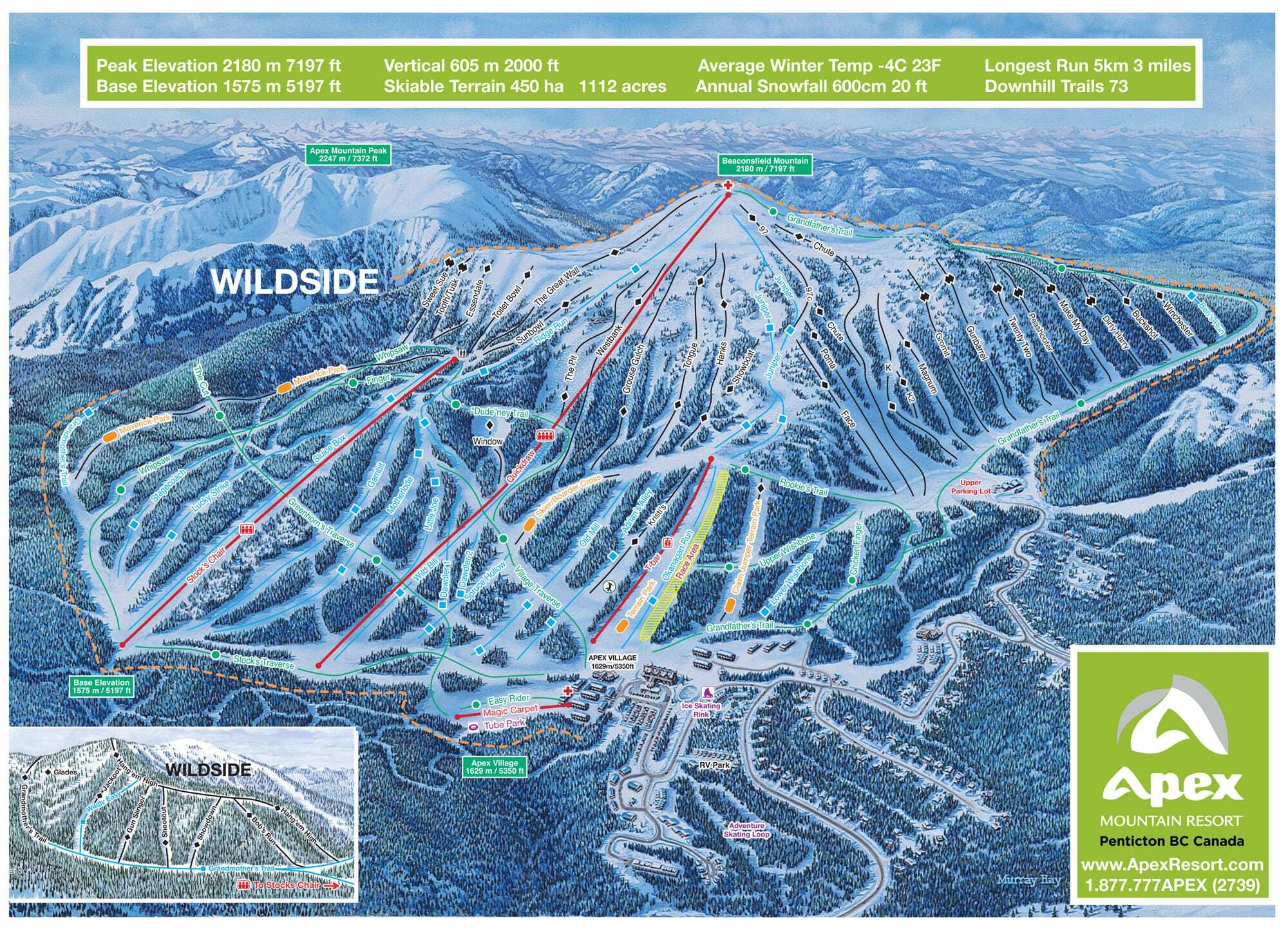 Apex Resort Piste / Trail Map