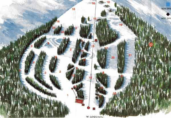 Bear Paw Ski Bowl Piste / Trail Map
