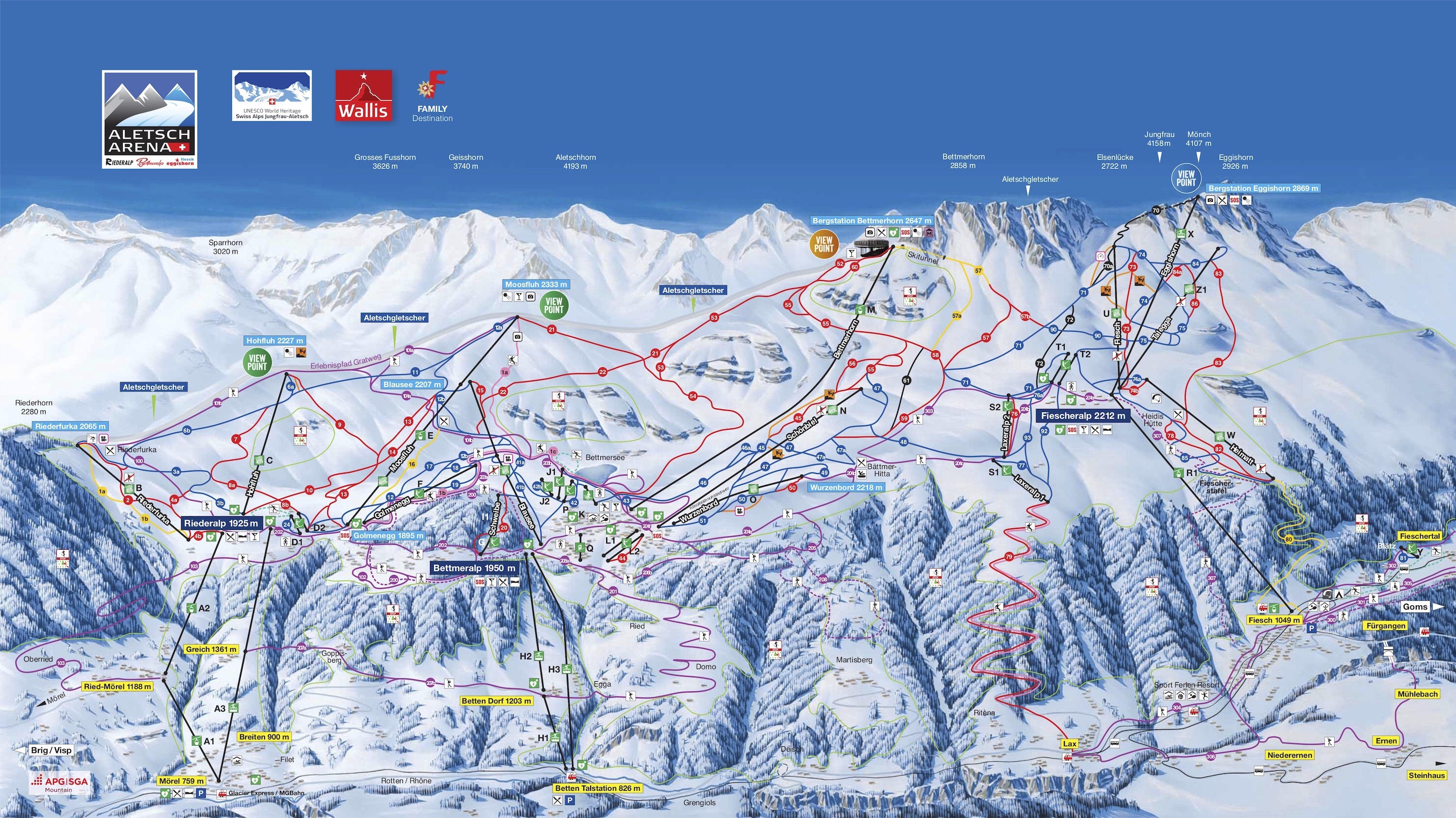 Bettmeralp - Aletsch Arena Piste / Trail Map