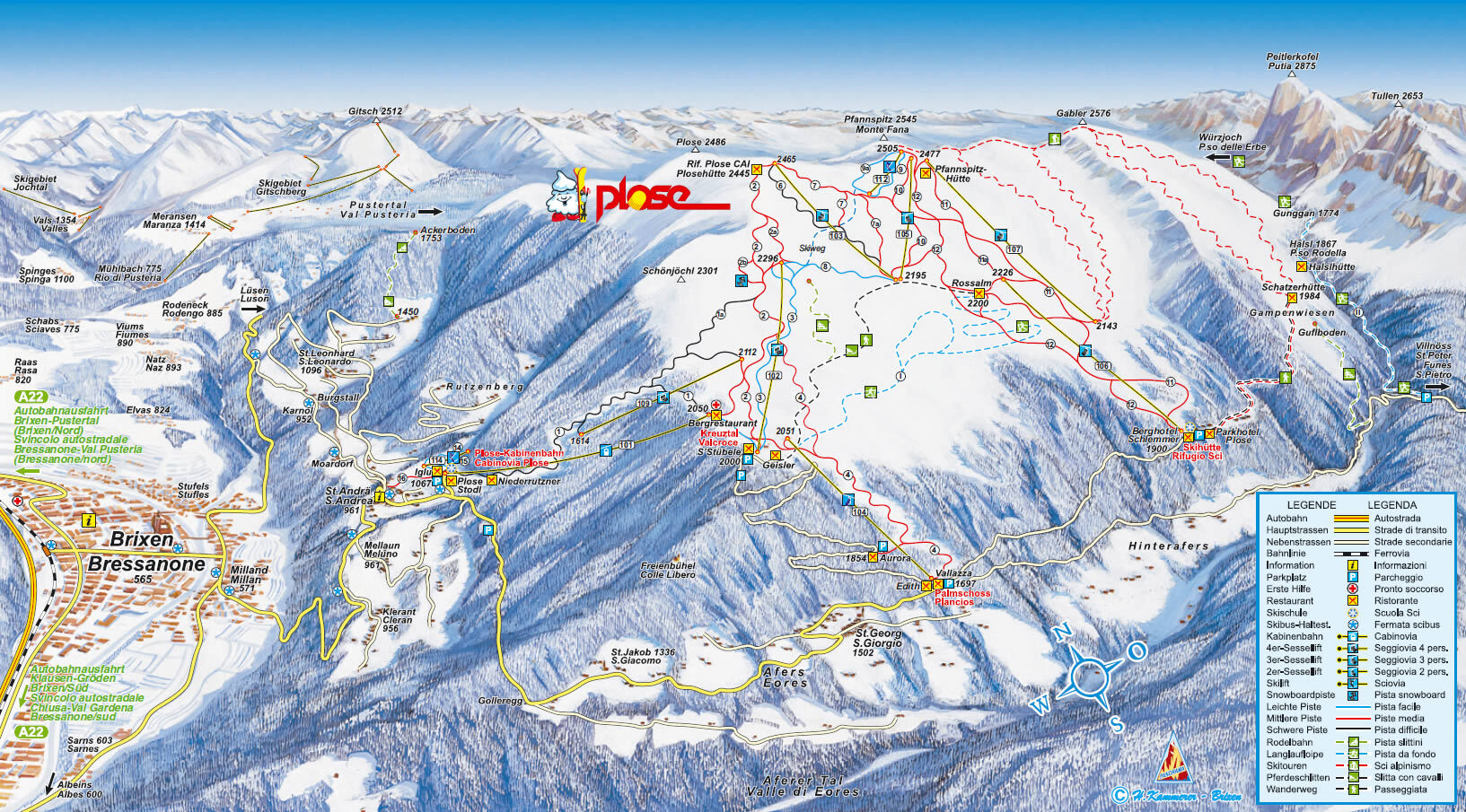 Plose Brixen Piste / Trail Map