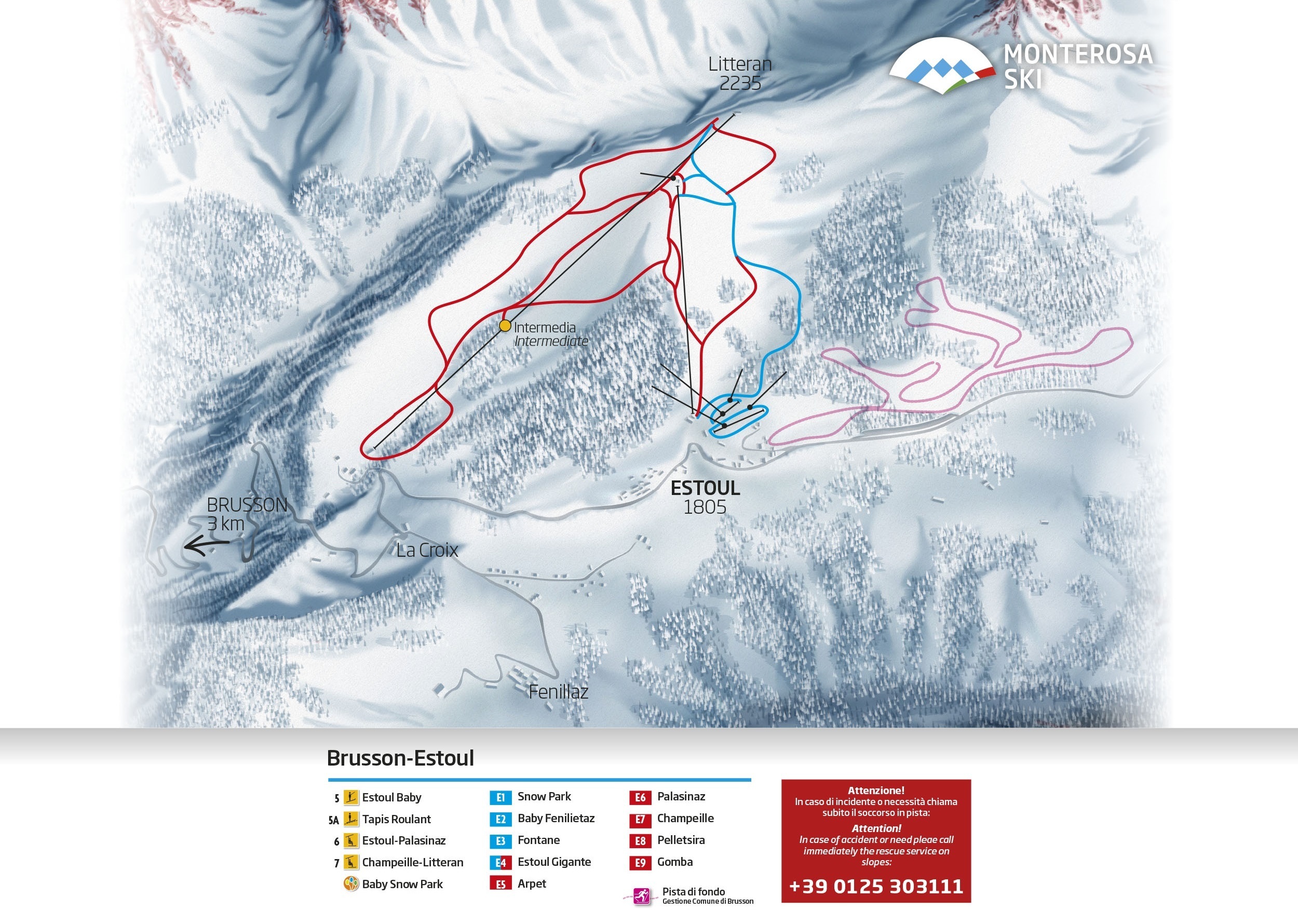 Brusson Piste / Trail Map