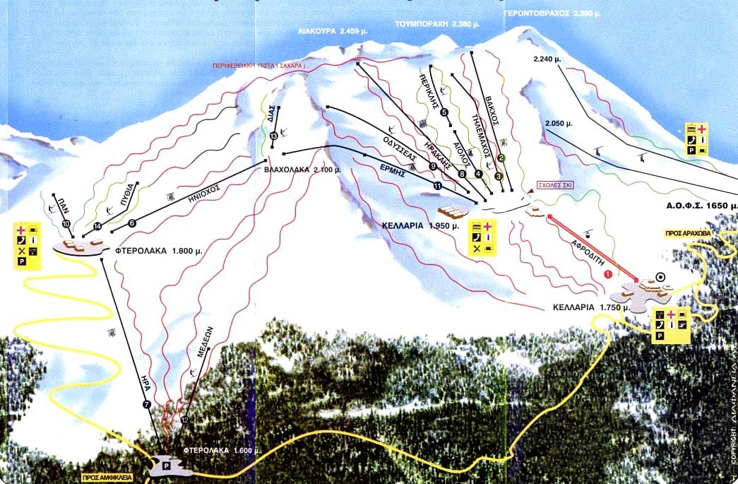 Mt Parnassos-Fterolaka Piste / Trail Map