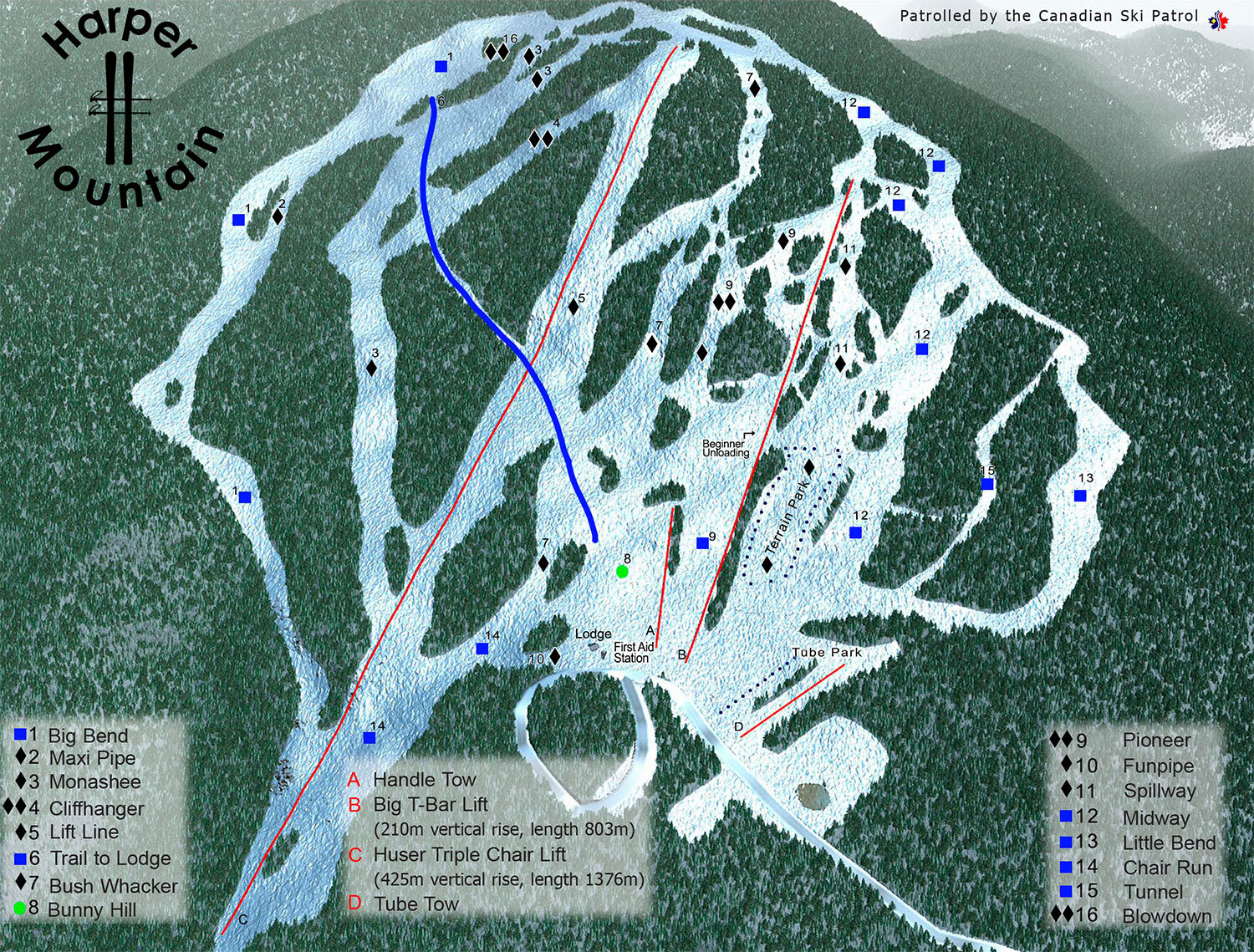 Harper Mountain Piste / Trail Map