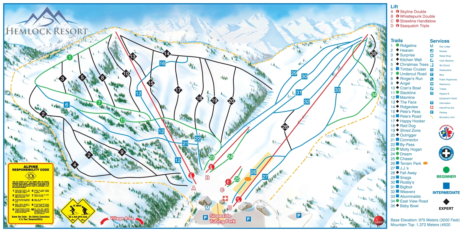 Sasquatch Mountain Resort Piste / Trail Map