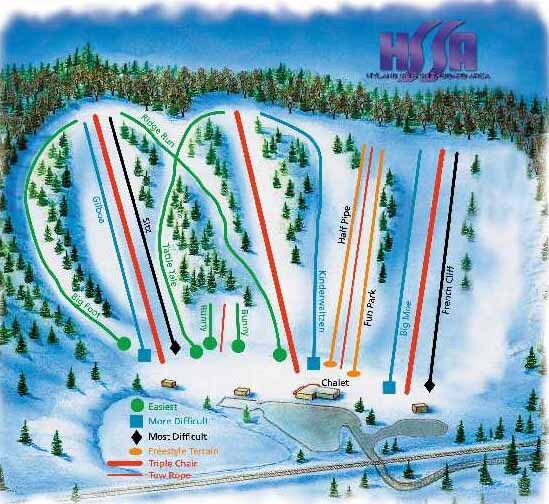 Hyland Ski and Snowboard Area Piste / Trail Map