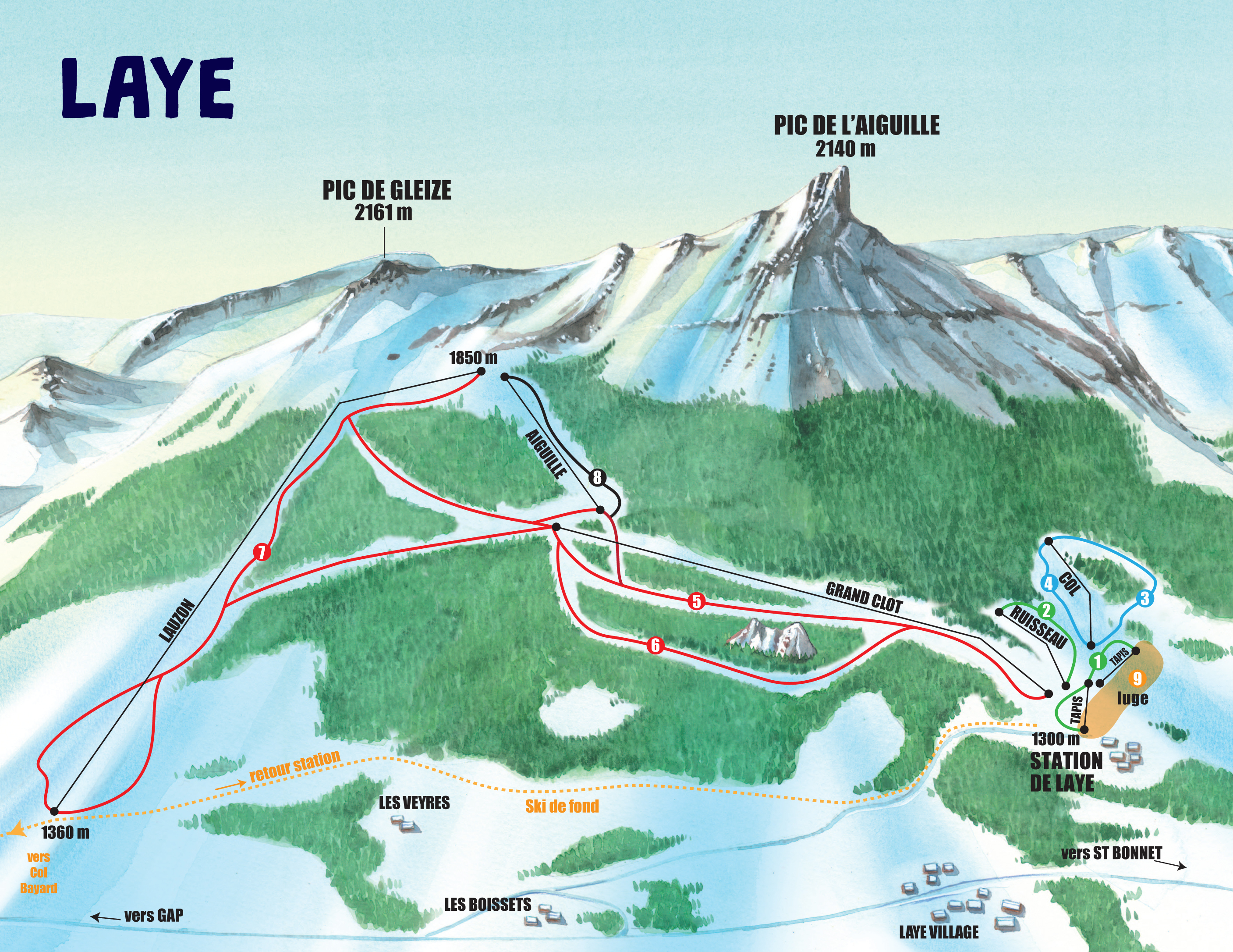 Laye en Champsaur Piste / Trail Map