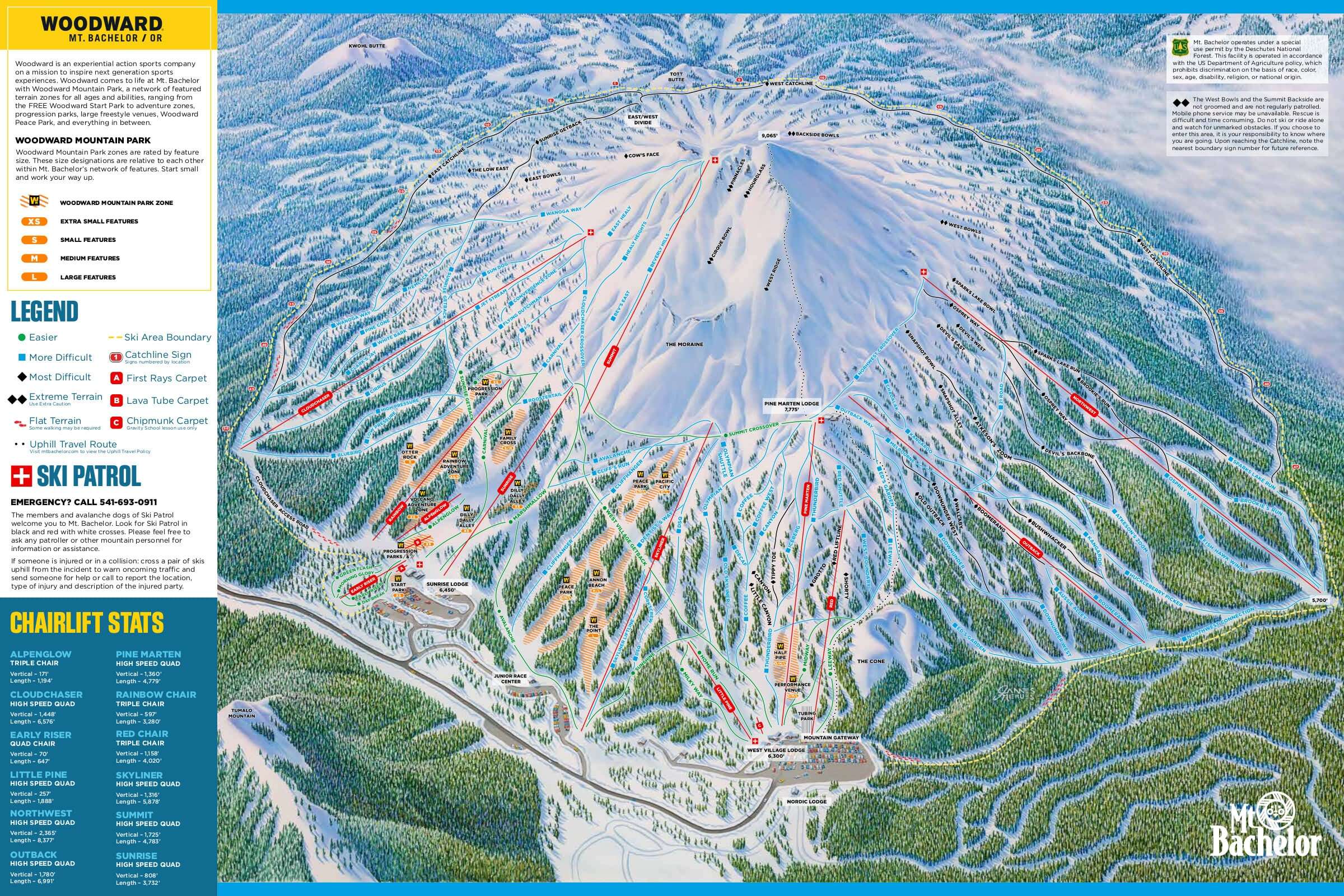 Mt Bachelor Piste / Trail Map