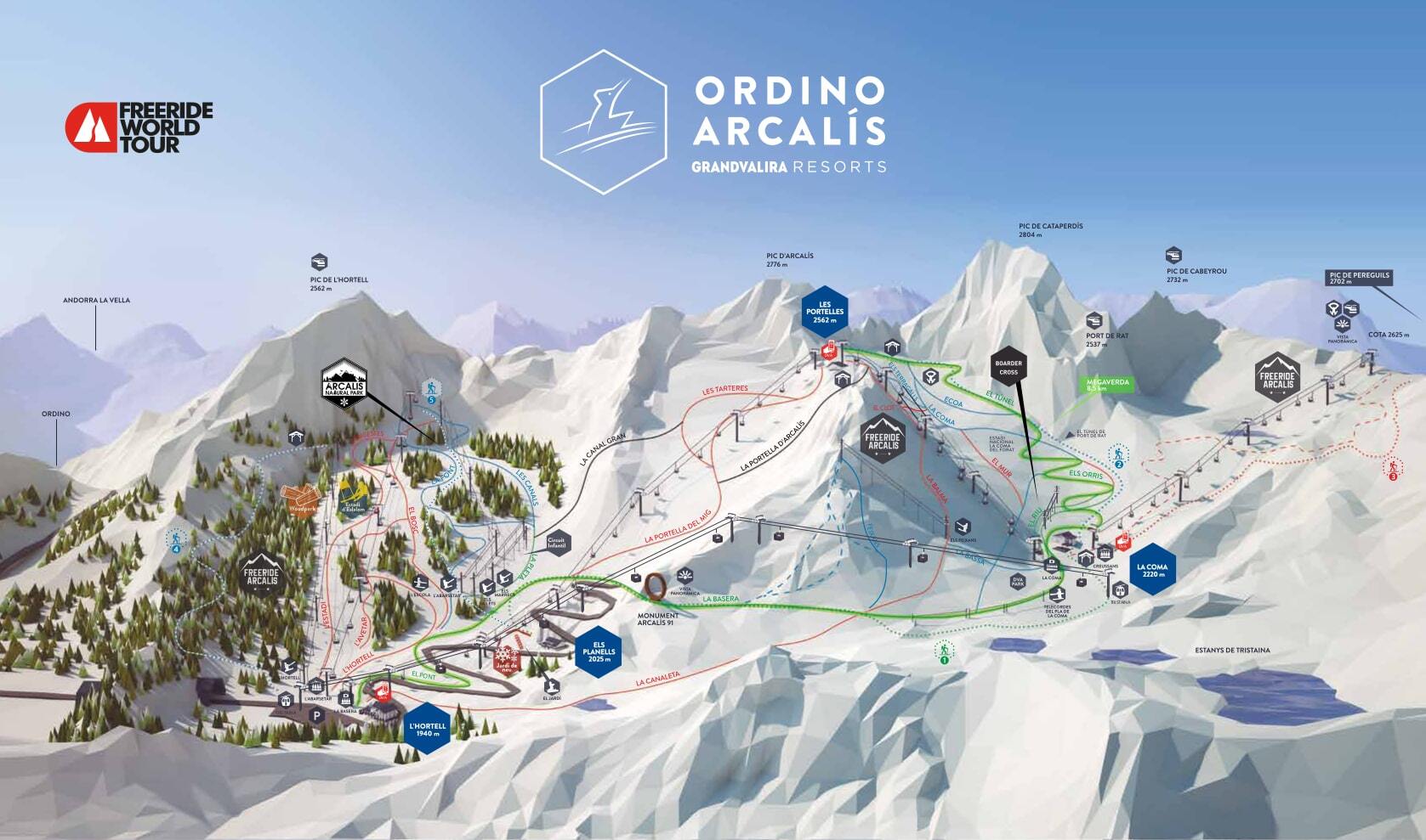 Ordino-Arcalís Piste / Trail Map