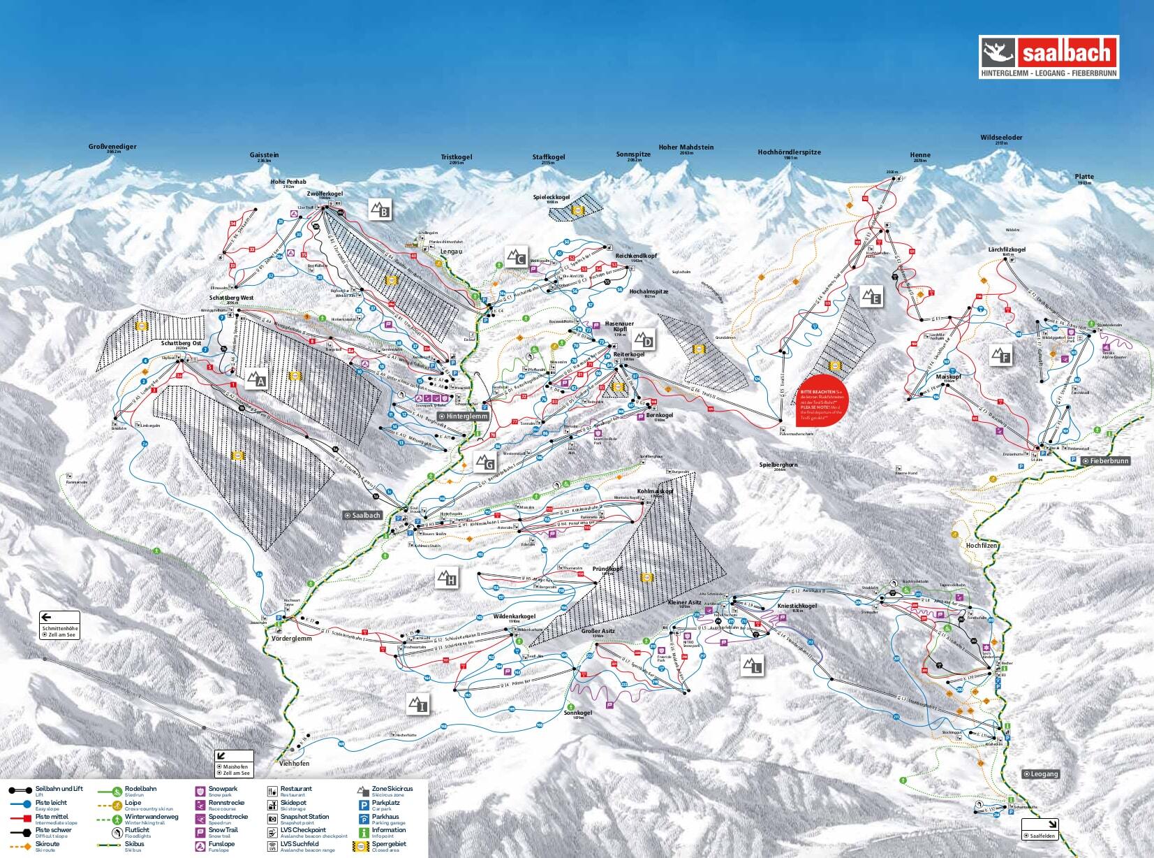 Saalbach Hinterglemm Piste / Trail Map