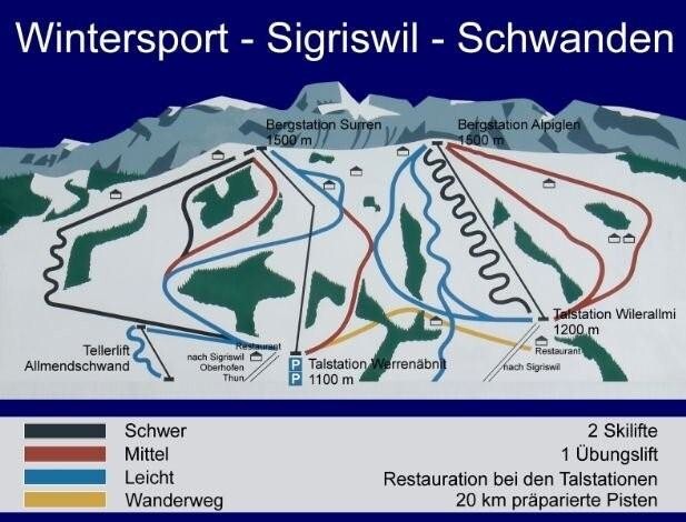 Schwanden - Sigriswil Piste / Trail Map