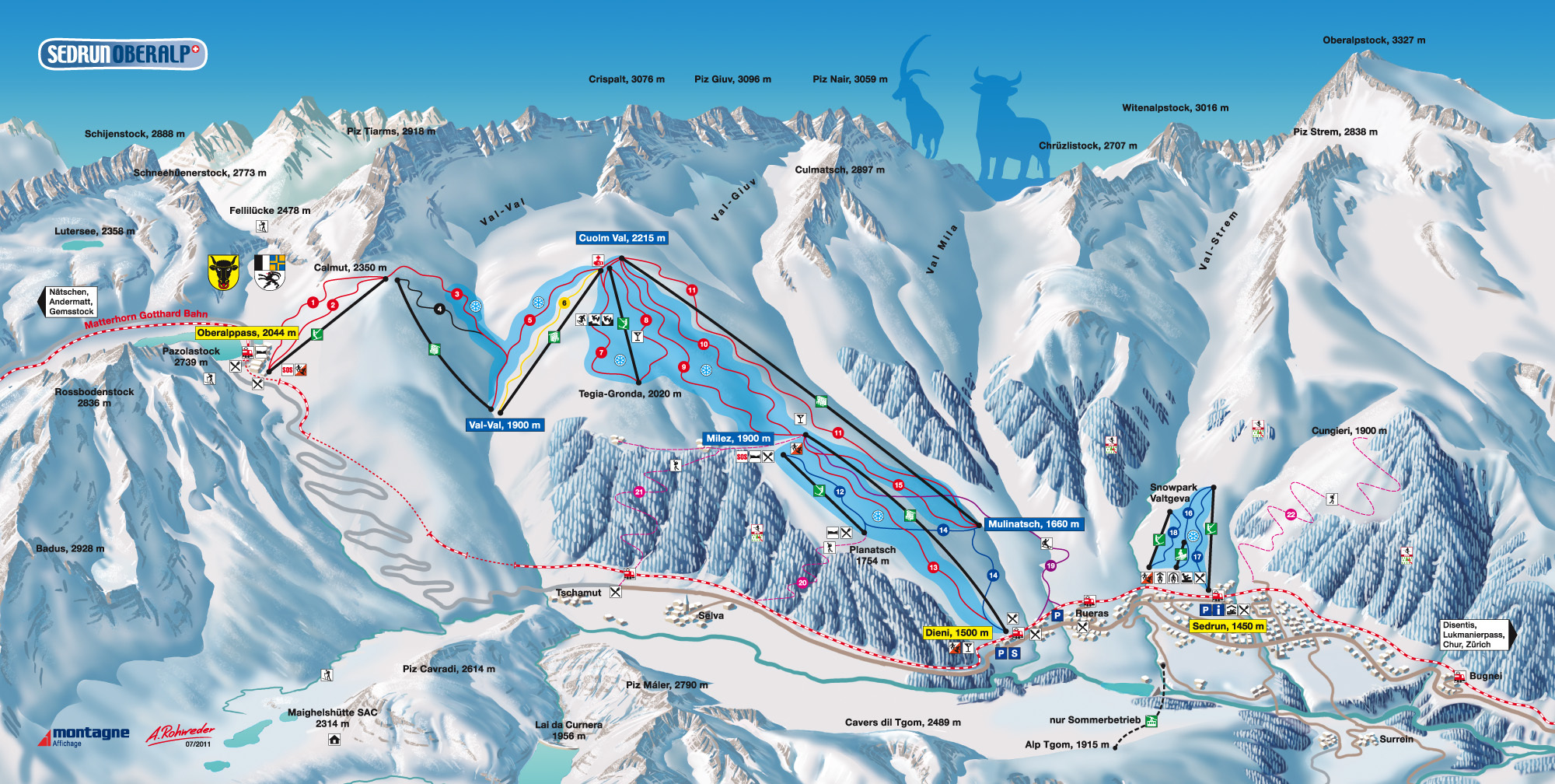 Sedrun Oberalp Piste / Trail Map