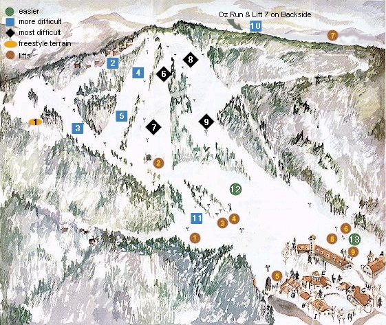 Ski Beech Mountain Resort Piste / Trail Map