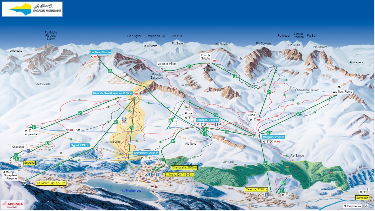 St Moritz Piste / Trail Map