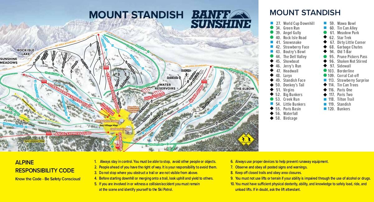 Sunshine Village Piste / Trail Map