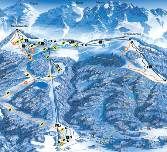 Dreilaendereck Piste / Trail Map