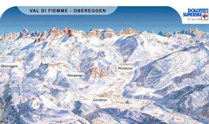 Val di Fiemme-Obereggen Piste / Trail Map