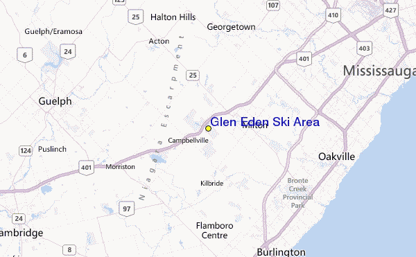 Glen Eden Ski Area Location Map
