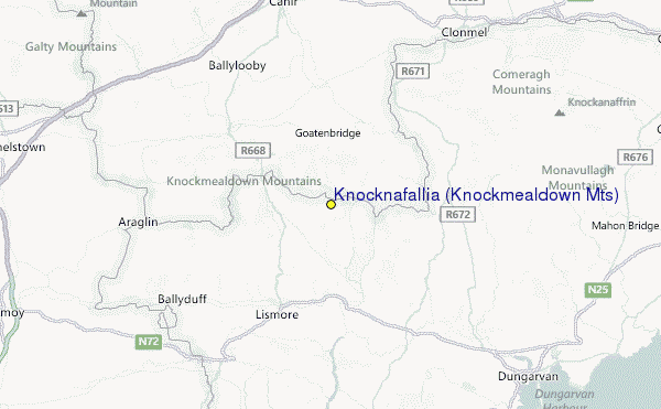 Knocknafallia (Knockmealdown Mts) Location Map