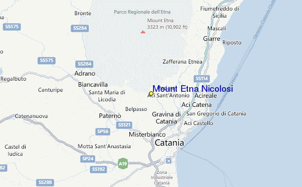 Mount Etna Nicolosi Location Map