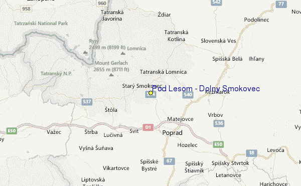 Pod Lesom - Dolný Smokovec Location Map