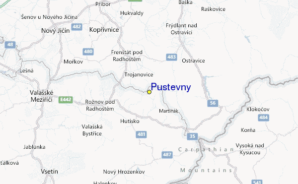 Pustevny Location Map