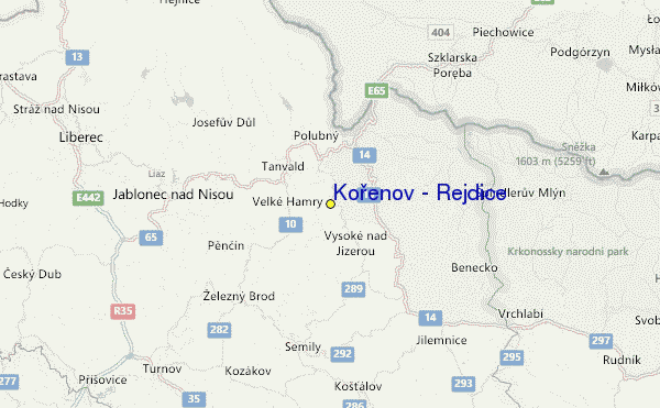 Kořenov - Rejdice Location Map