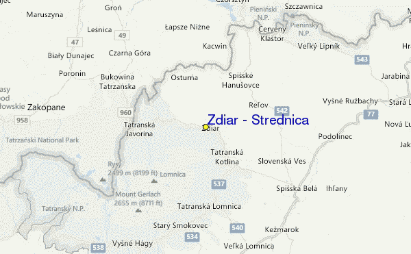 Strednica - Ždiar Location Map