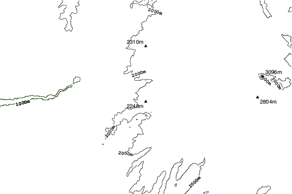 Dodge Ridge neighbourhood contours