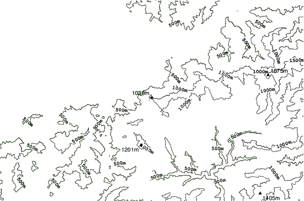 Kuma Ski Land neighbourhood contours