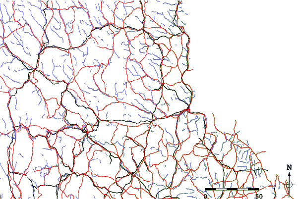 Roads and rivers close to Kungsberget