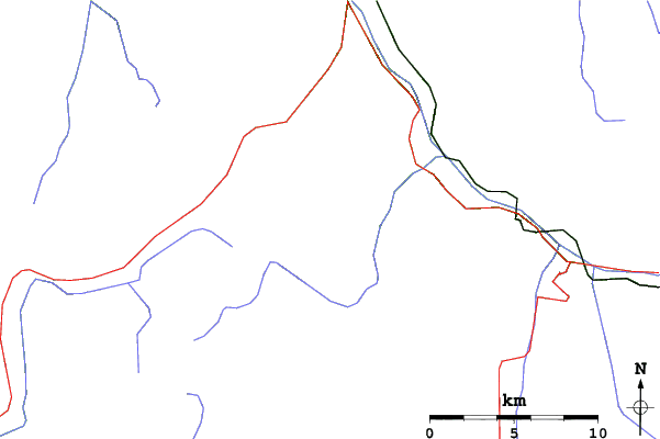 Roads and rivers close to Le Corbier (Les Sybelles)