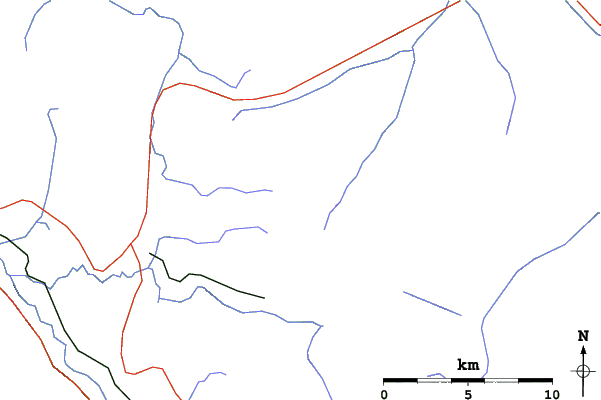 Roads and rivers close to Mount Cain