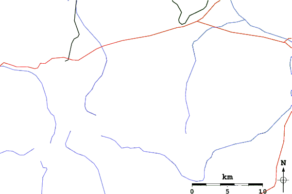 Roads and rivers close to Osogovo Snow Park