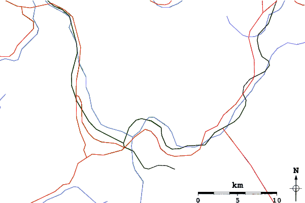 Roads and rivers close to Passy Plaine Joux