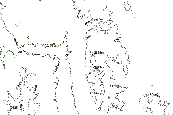 Pebble Creek Ski Area neighbourhood contours