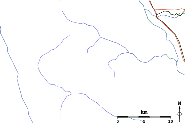 Roads and rivers close to Purcell Mountain Lodge