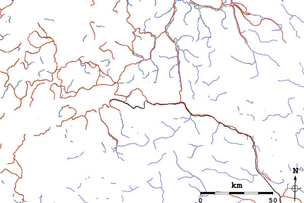 Roads and rivers close to Riksgränsen