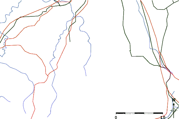 Roads and rivers close to Rüschegg / Eywald