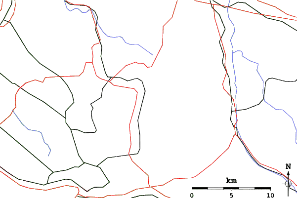 Roads and rivers close to Steg im Tösstal