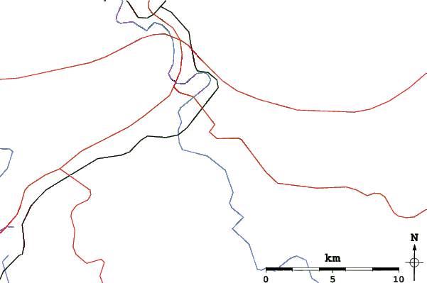 Roads and rivers close to Zavjalikha